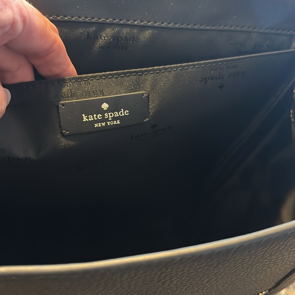 Kate Spade ❤️ Lena Black Pebbled Leather Flap Backpack NWT - Picture 8 of 16